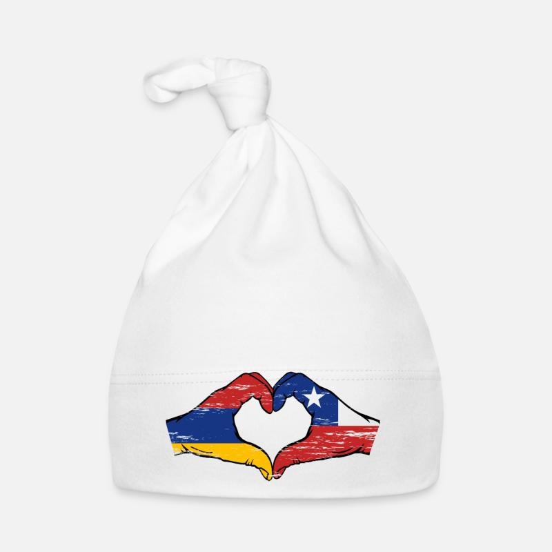 Armenia Chile flag hands heart shape used Organic Baby Cap