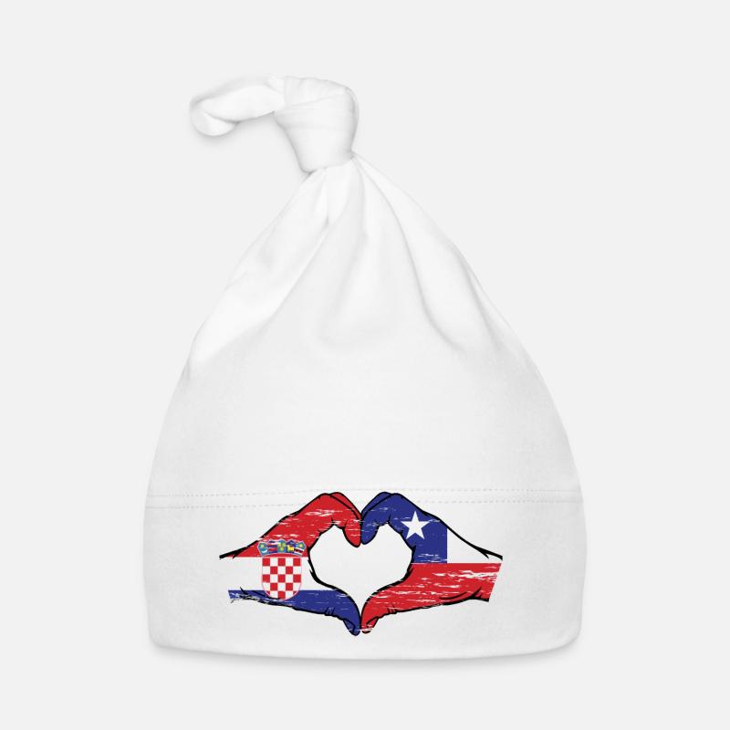 Croatie Chili drapeau mains forme de coeur utilisé Bonnet bio Bébé