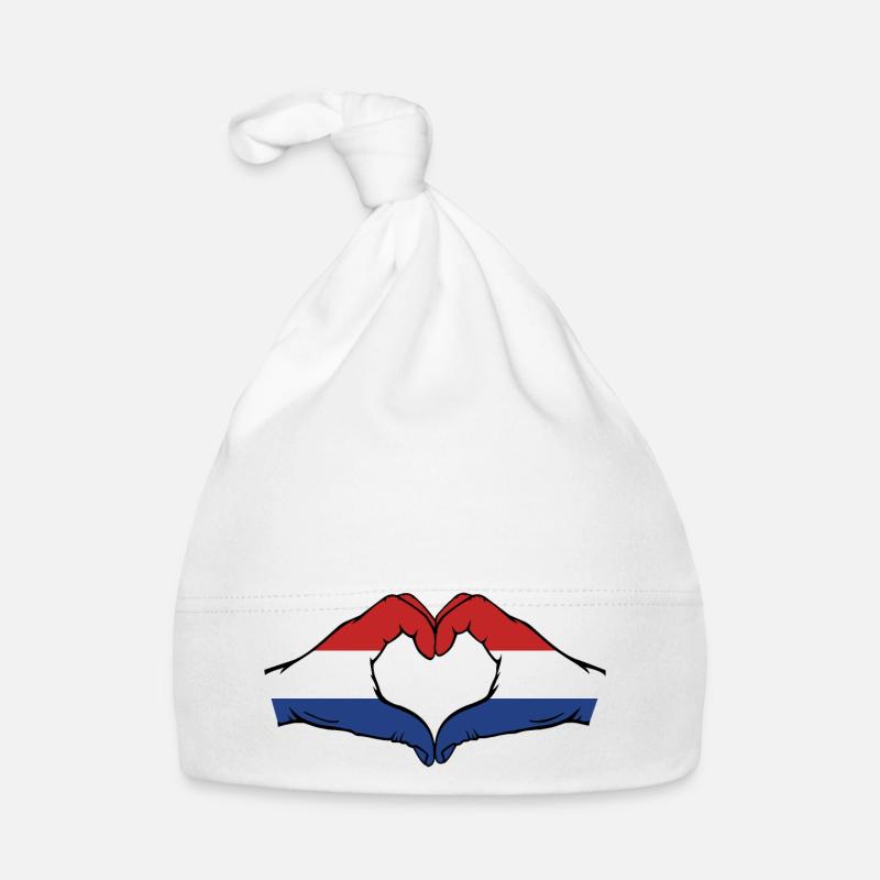 Holland Flag Hands Heart Shape Organic Baby Cap