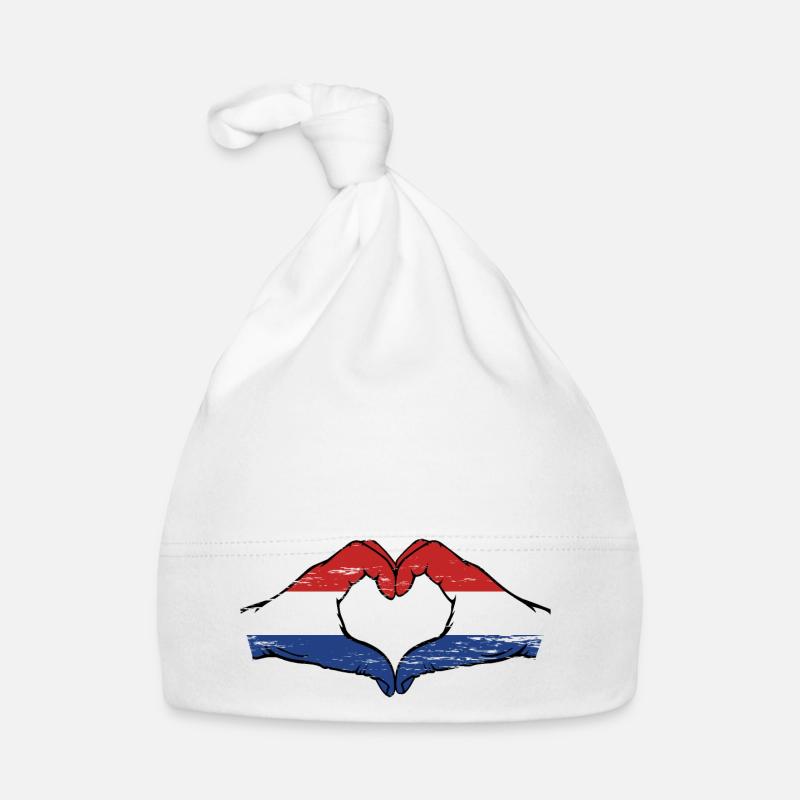 Drapeau de la Hollande mains en forme de coeur utilisé Bonnet bio Bébé