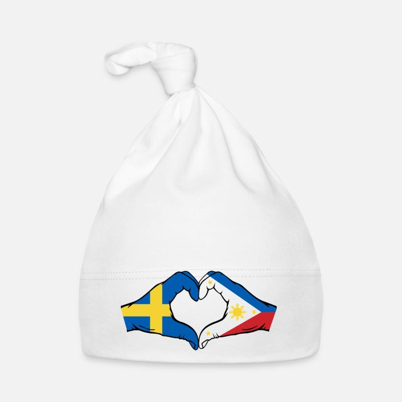 Suède Philippines Drapeau Mains Coeur Forme Bonnet bio Bébé