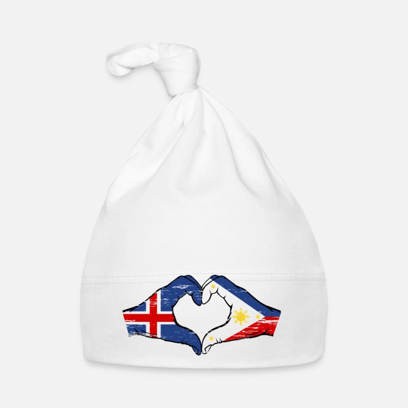 Islande Philippines drapeau mains forme de coeur utilisé Bonnet bio Bébé