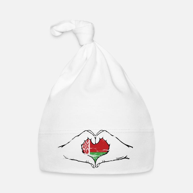 Belarus Flag Hands Heart Shape Used Organic Baby Cap