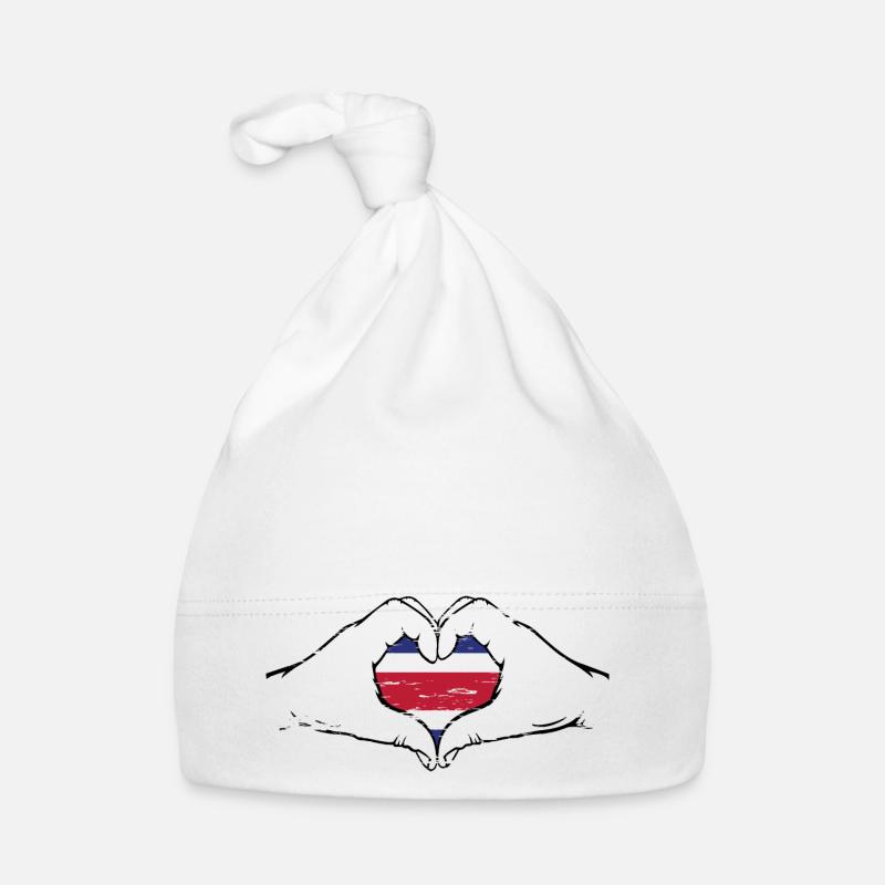 Drapeau du Costa Rica mains forme de coeur utilisé Bonnet bio Bébé
