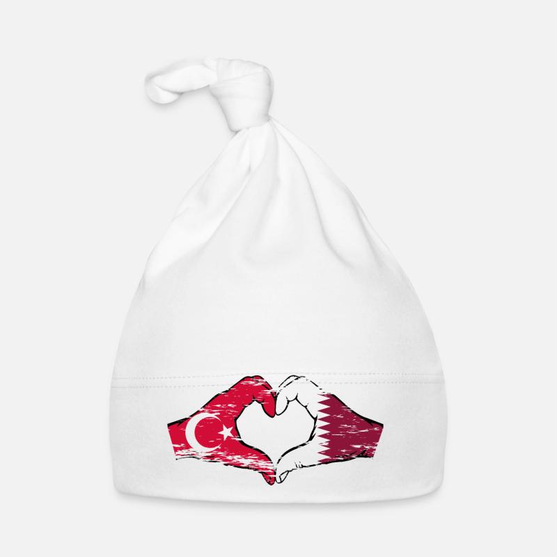 Turquie Qatar drapeau mains forme coeur utilisé Bonnet bio Bébé