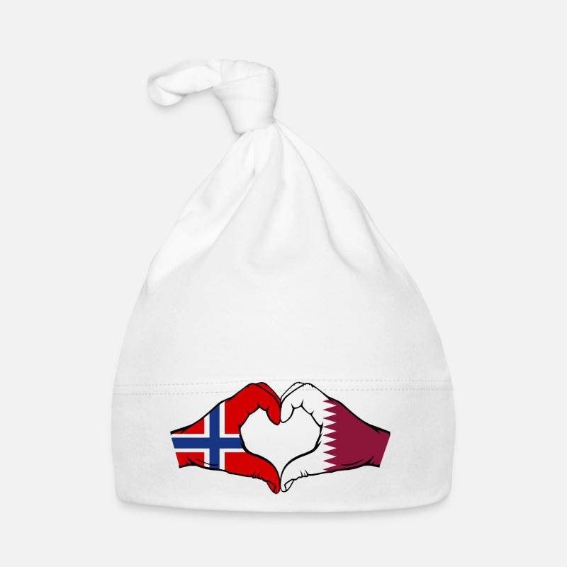 Norway Qatar Flag Hands Heart Shape Organic Baby Cap