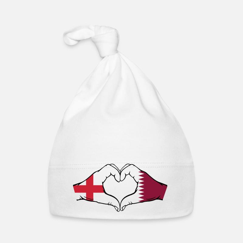 Angleterre Qatar drapeau mains forme coeur Bonnet bio Bébé