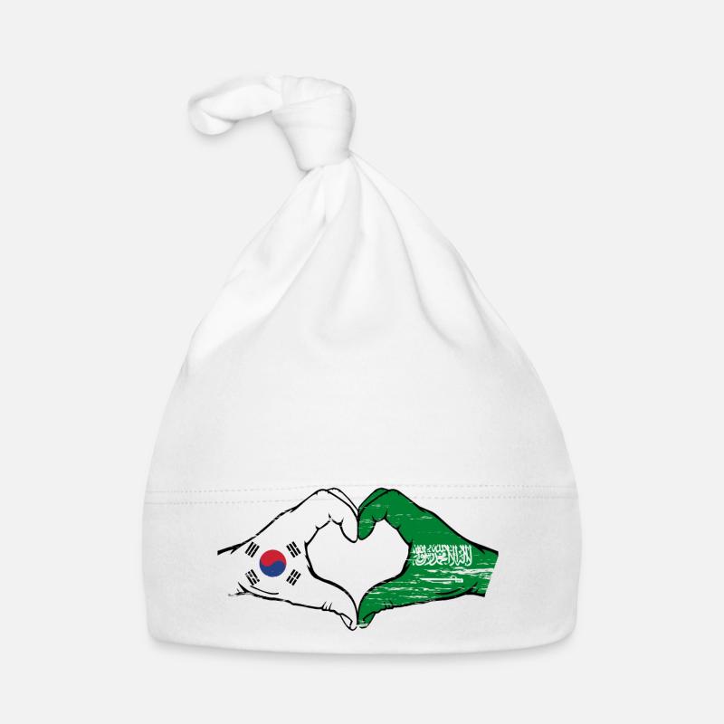 Corée du Sud Arabie Saoudite Drapeau Mains Coeur Forme Utilisé Bonnet bio Bébé