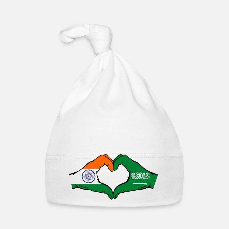 Inde Arabie Saoudite Drapeau Mains Coeur Forme Bonnet bio Bébé