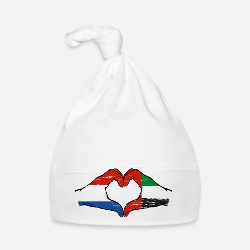 Hollande, Émirats arabes unis, Drapeau Coeur Bonnet bio Bébé