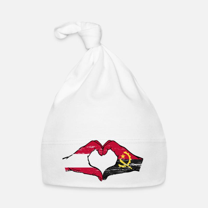 Autriche Angola drapeau mains forme de coeur utilisé Bonnet bio Bébé