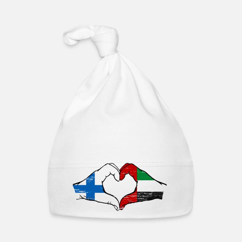 Finnalnd Émirats Arabes Unis Drapeau Coeur Bonnet bio Bébé