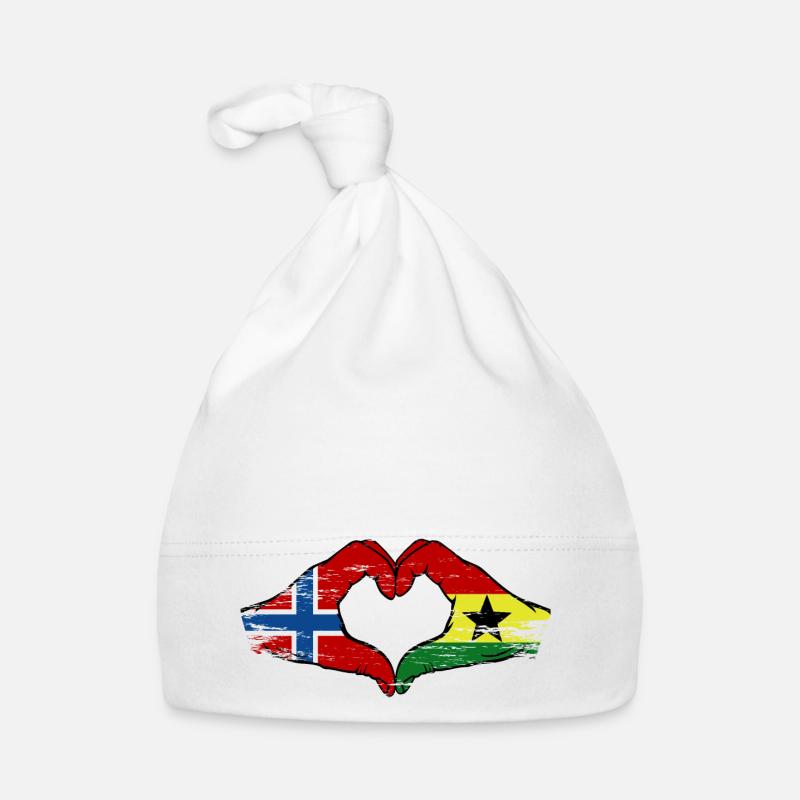Norway Ghana flag hands heart shape used Organic Baby Cap