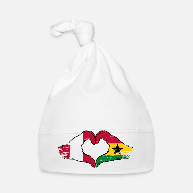 Pérou Ghana drapeau mains forme de coeur utilisé Bonnet bio Bébé