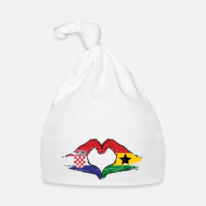 Croatia Ghana flag hands heart shape used Organic Baby Cap