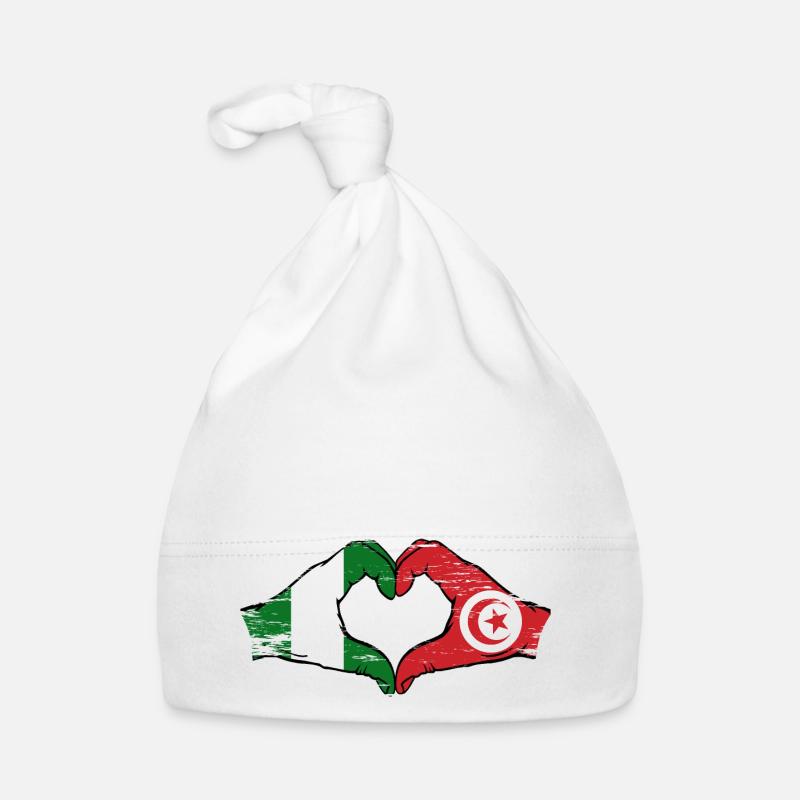 Nigeria Tunisie drapeau mains forme de coeur utilisé Bonnet bio Bébé