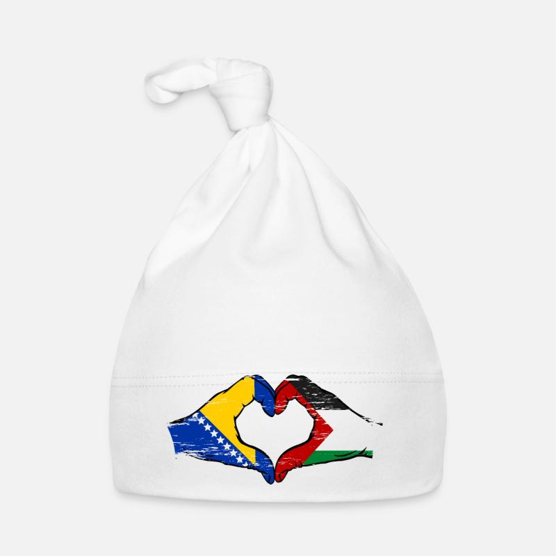 Bosnie Palestine drapeau mains forme de coeur utilisé Bonnet bio Bébé