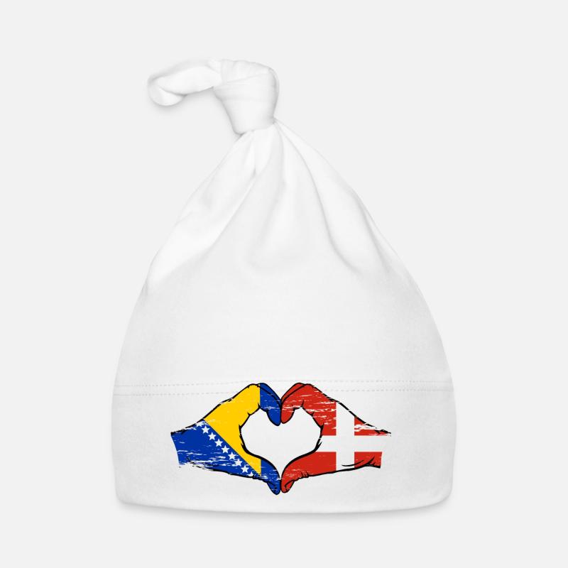 Bosnie Danemark drapeau mains forme de coeur utilisé Bonnet bio Bébé