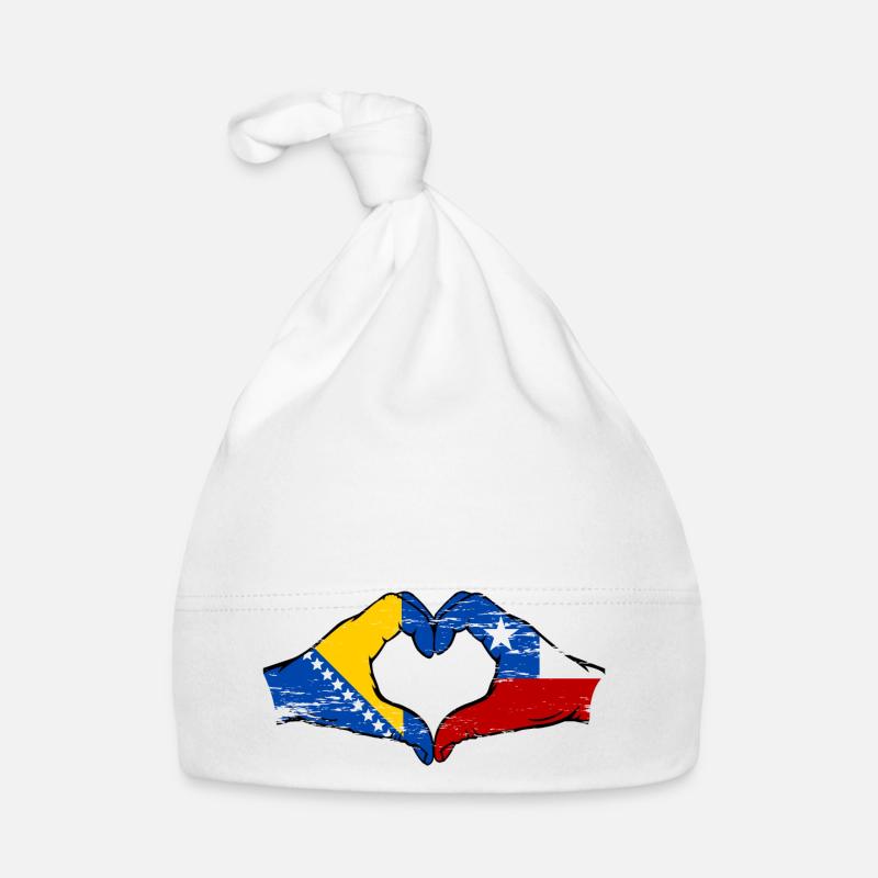 Bosnie Chili drapeau mains forme de coeur utilisé Bonnet bio Bébé