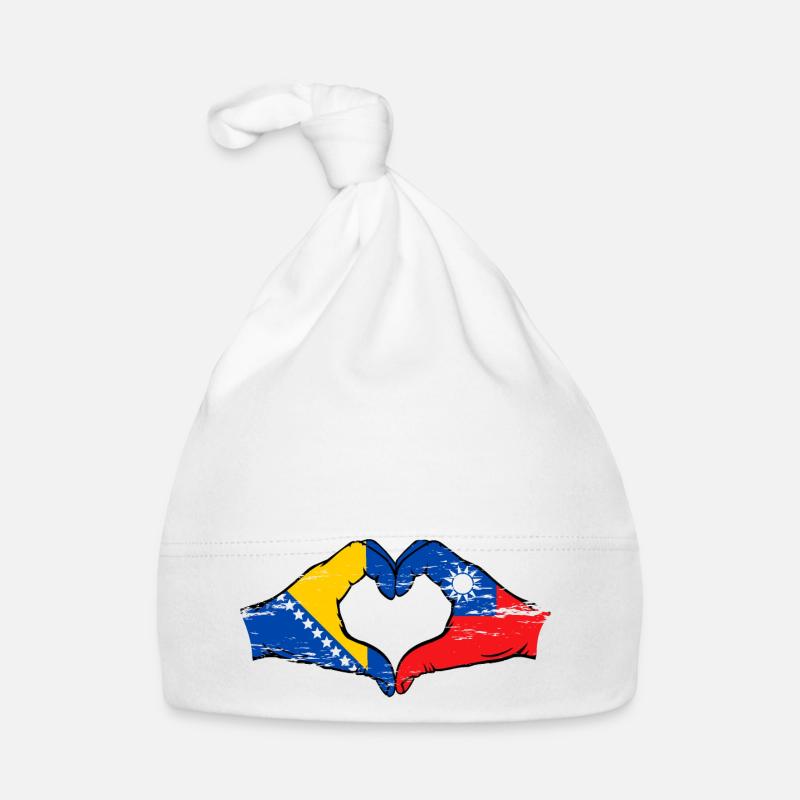 Bosnie Taiwan drapeau mains forme de coeur utilisé Bonnet bio Bébé