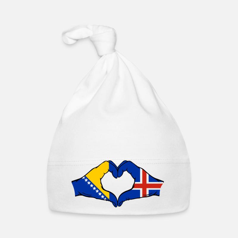 Drapeau de l’île de Bosnie mains forme de coeur Bonnet bio Bébé