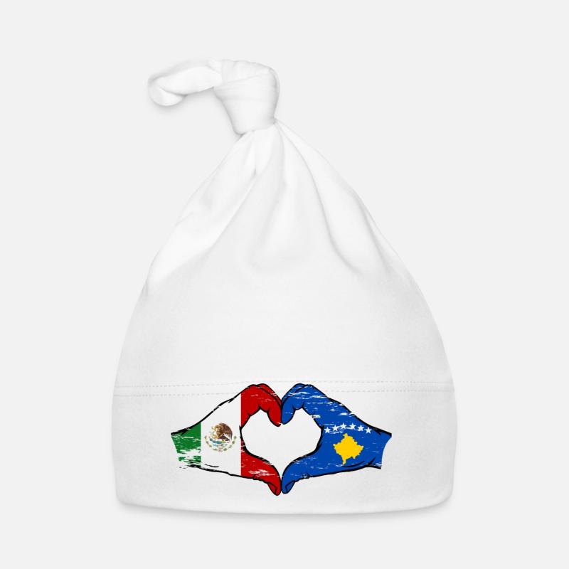 Mexique Kosovo drapeau mains forme de coeur utilisé Bonnet bio Bébé