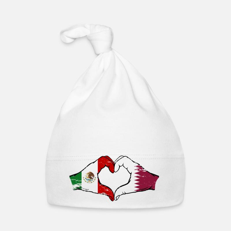 Mexico Qatar flag hands heart shape used Organic Baby Cap