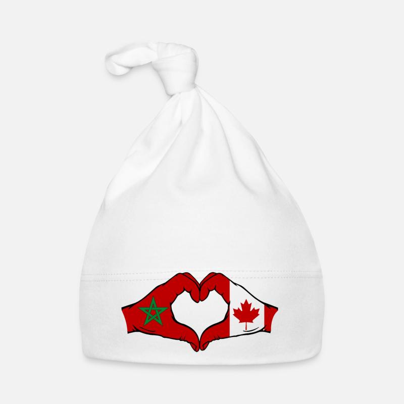 Maroc Canada Drapeau Mains Coeur Forme Bonnet bio Bébé