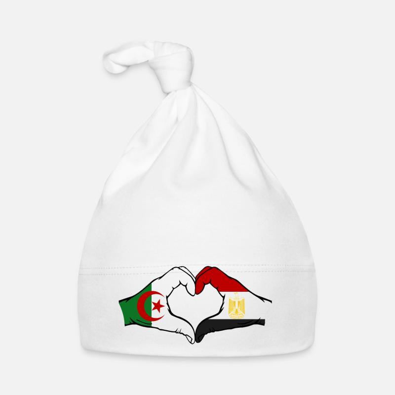 Algérie Égypte Drapeau Mains Coeur Forme Bonnet bio Bébé