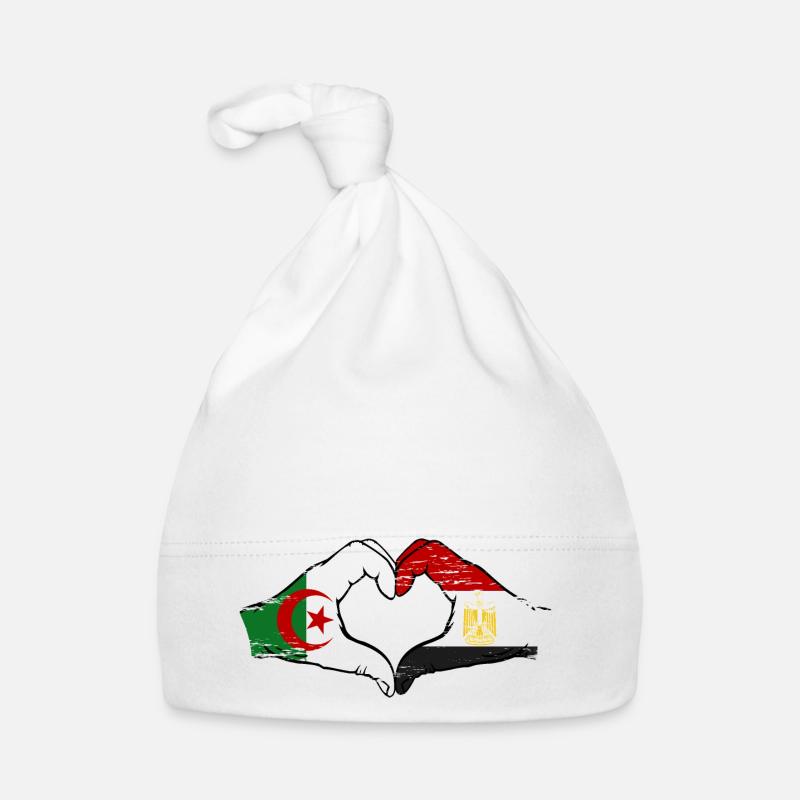 Algérie Egypte Drapeau Mains Coeur Forme Utilisé Bonnet bio Bébé