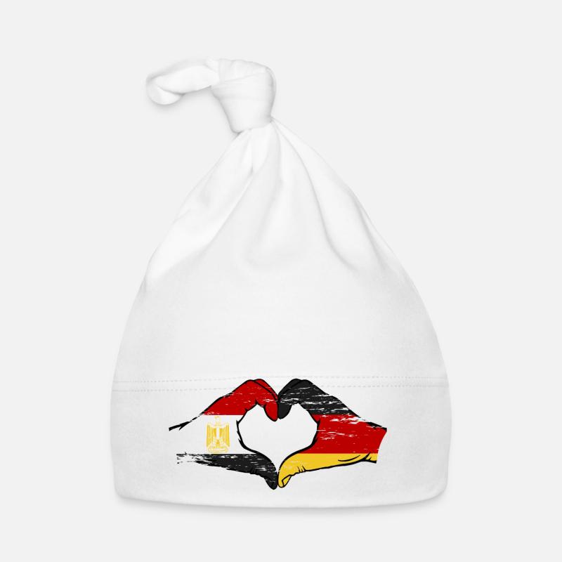 Égypte Allemagne Drapeau Mains Coeur Forme Utilisé Bonnet bio Bébé
