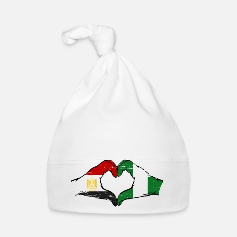 Égypte Nigeria Drapeau Mains Coeur Forme Utilisé Bonnet bio Bébé