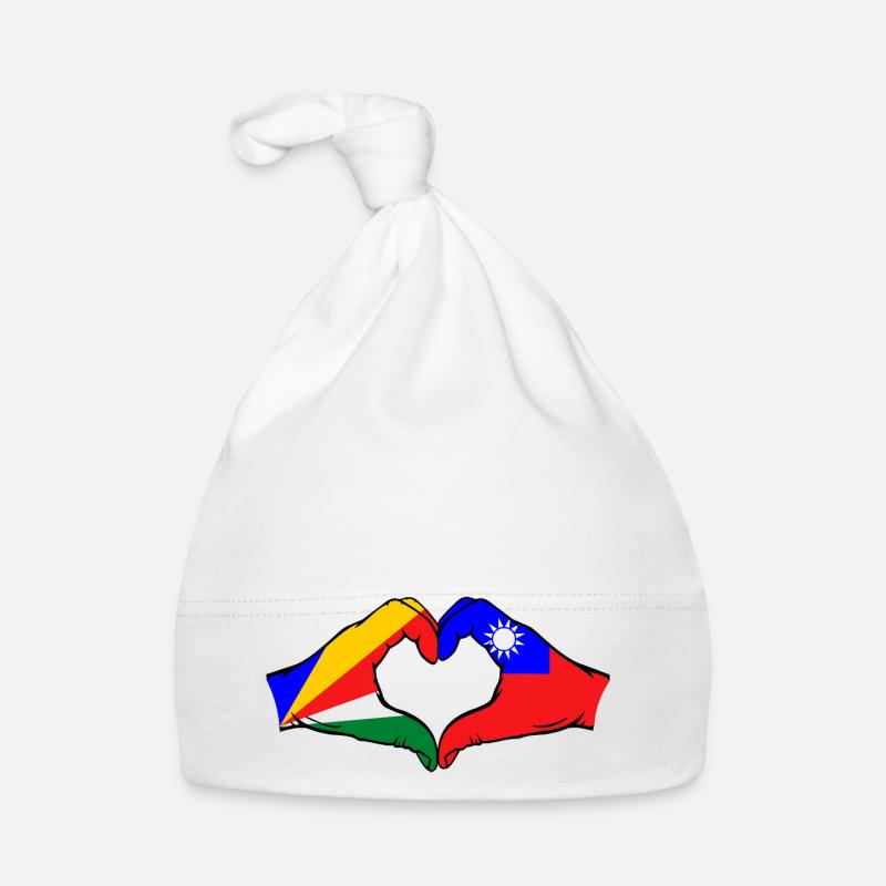 Seychelles Taiwan Drapeau Mains Coeur Forme Bonnet bio Bébé