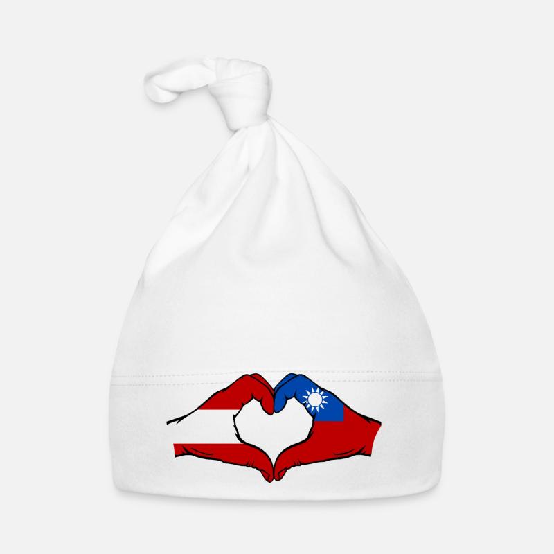 Autriche Taïwan Drapeau Mains Coeur Forme Bonnet bio Bébé