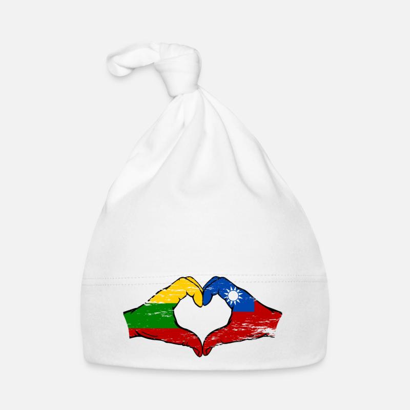Lituanie Taïwan drapeau mains forme de coeur utilisé Bonnet bio Bébé