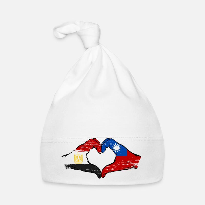 Égypte Taïwan drapeau mains forme de coeur utilisé Bonnet bio Bébé