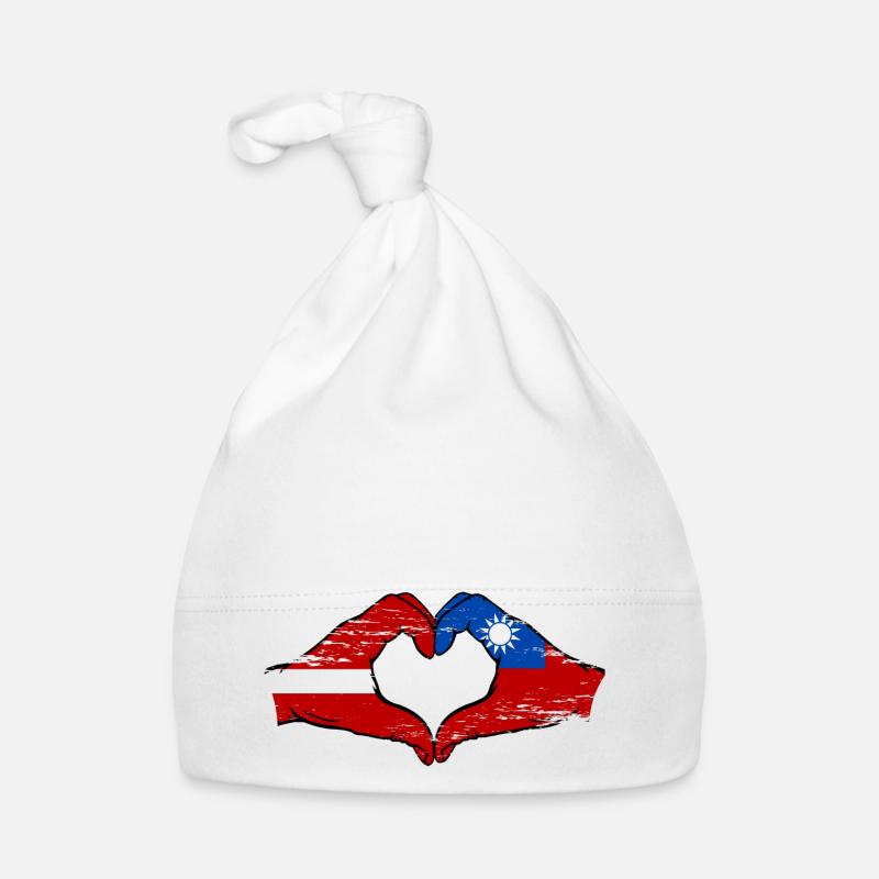 Lettonie Taïwan drapeau mains forme de coeur utilisé Bonnet bio Bébé
