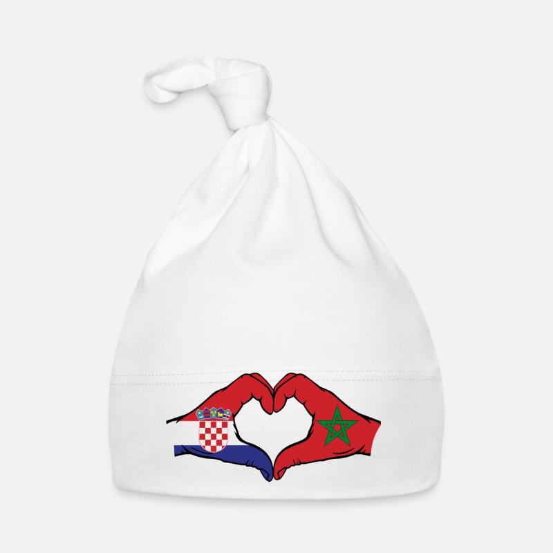 Croatie Maroc Drapeau Mains Coeur Forme Bonnet bio Bébé