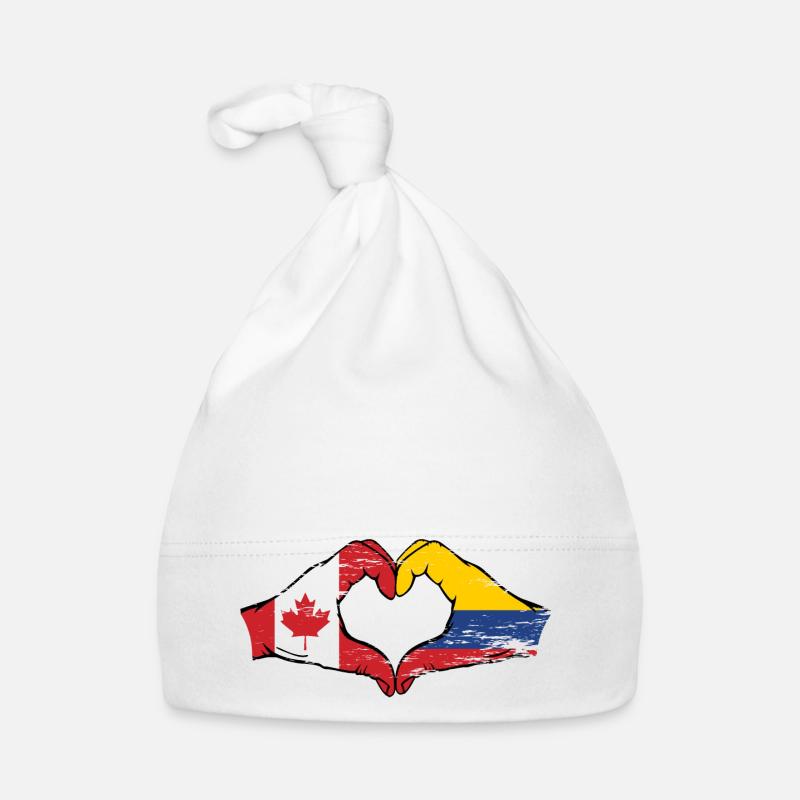 Canada Colombie drapeau mains coeur utilisé Bonnet bio Bébé