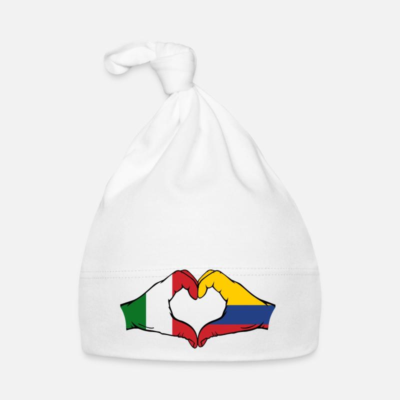 Italie Colombie Drapeau Mains Coeur Forme Bonnet bio Bébé