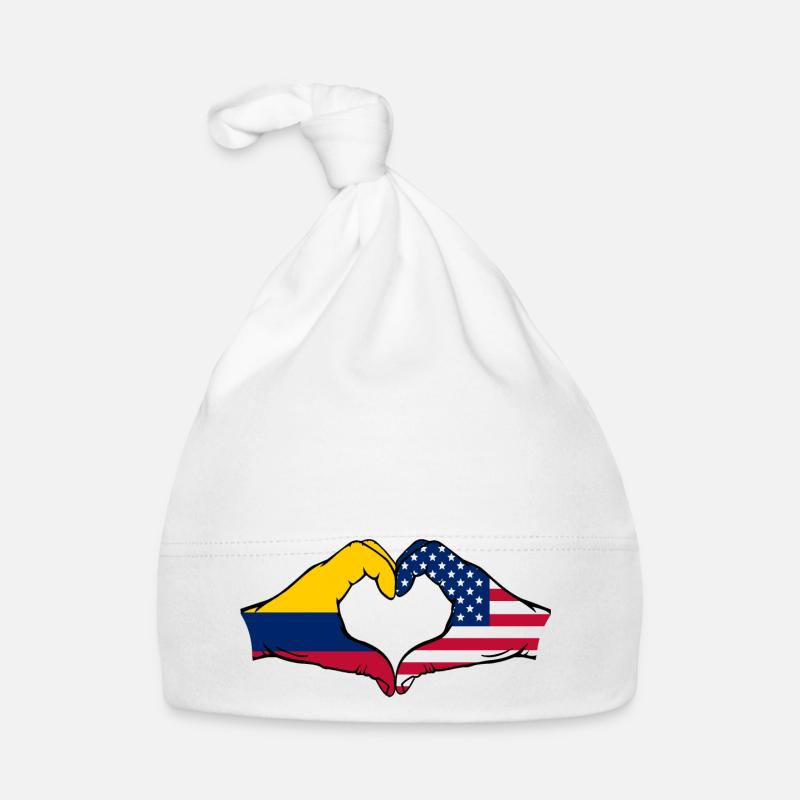 Colombie États-Unis Drapeau Mains Coeur Forme Bonnet bio Bébé
