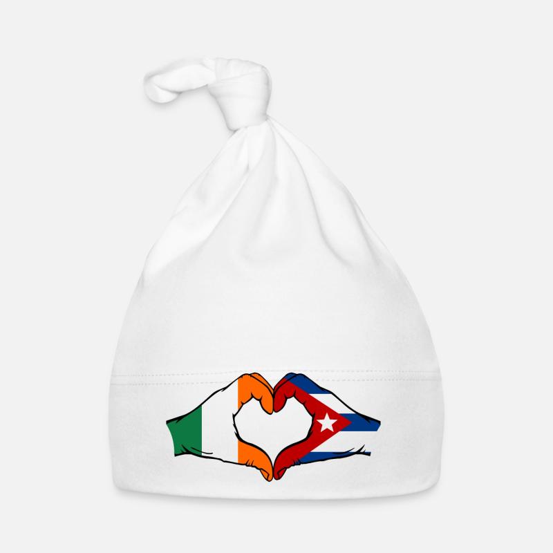 Ireland Cuba Flag Hands Heart Shape Organic Baby Cap