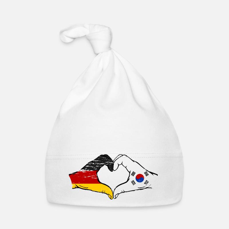 Allemagne Corée du Sud Drapeau Mains Coeur Forme Utilisé Bonnet bio Bébé