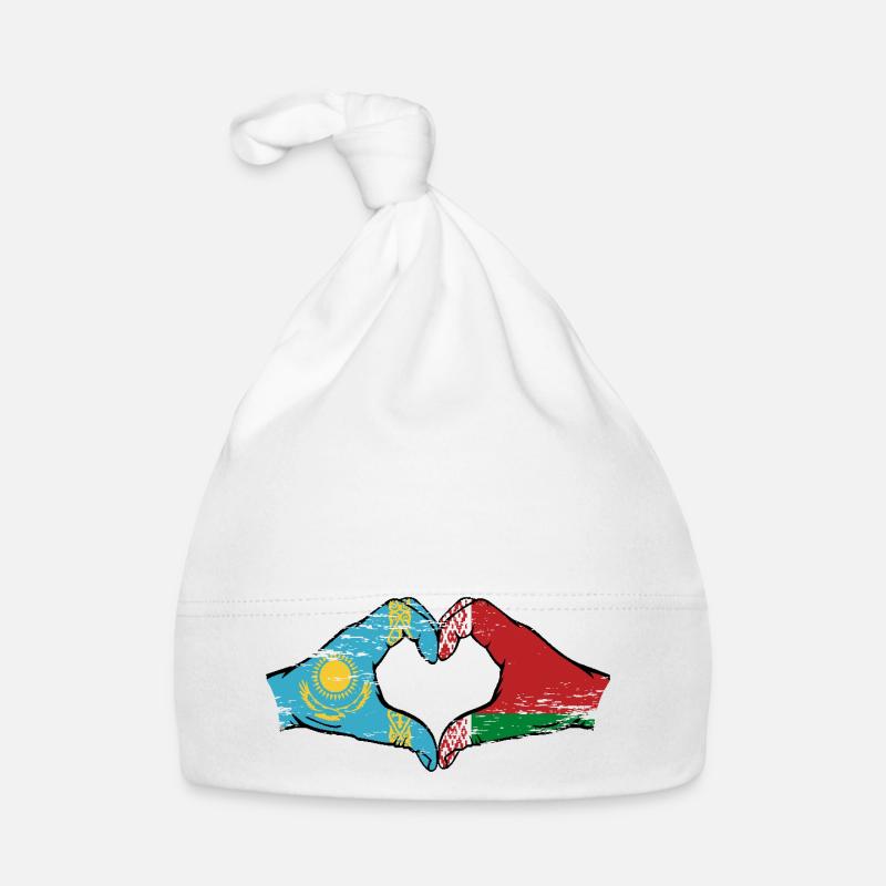 Kasachstan Belarus Flagge Hände Herzform used Baby Bio-Mütze