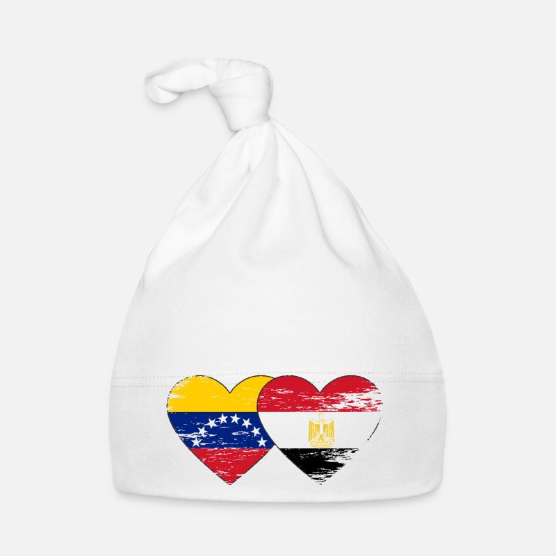Venezuela Égypte Drapeau Mains Coeur Forme Utilisé Bonnet bio Bébé