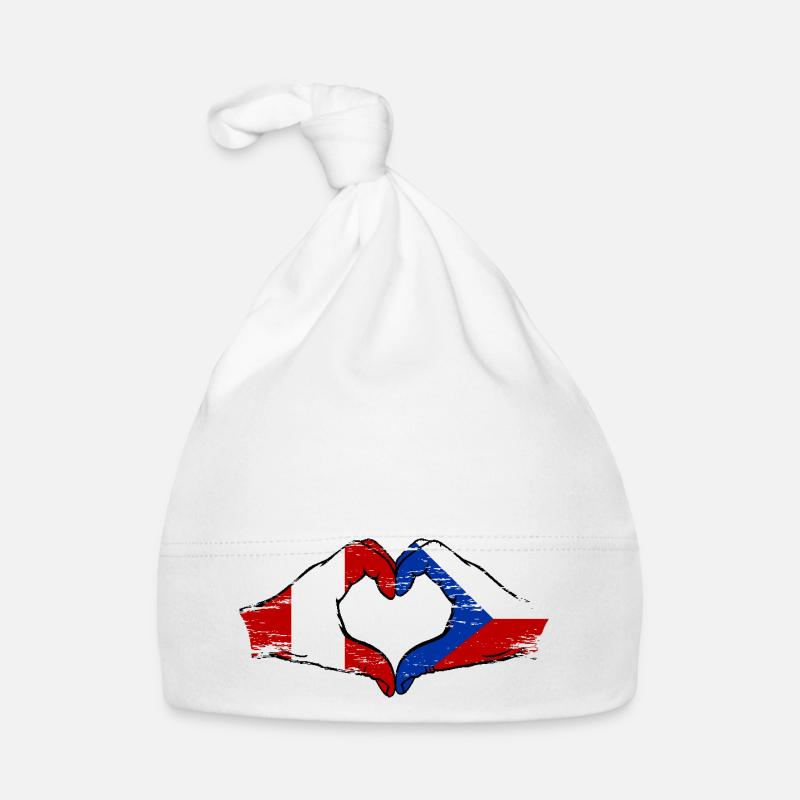 Pérou République tchèque drapeau mains forme de coeur utilisé Bonnet bio Bébé