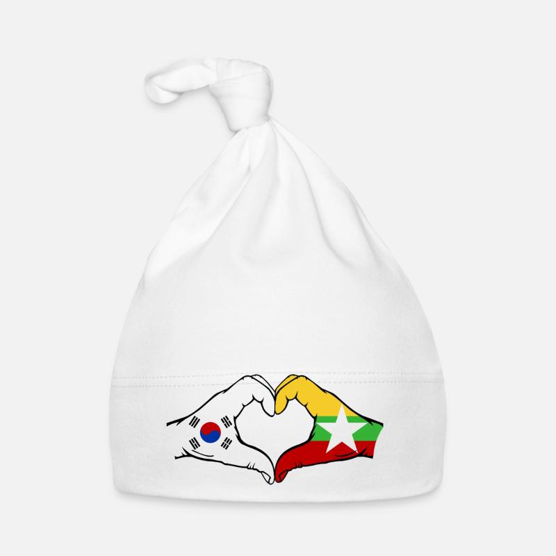 Corée du Sud Myanmar Drapeau Mains Coeur Forme Bonnet bio Bébé