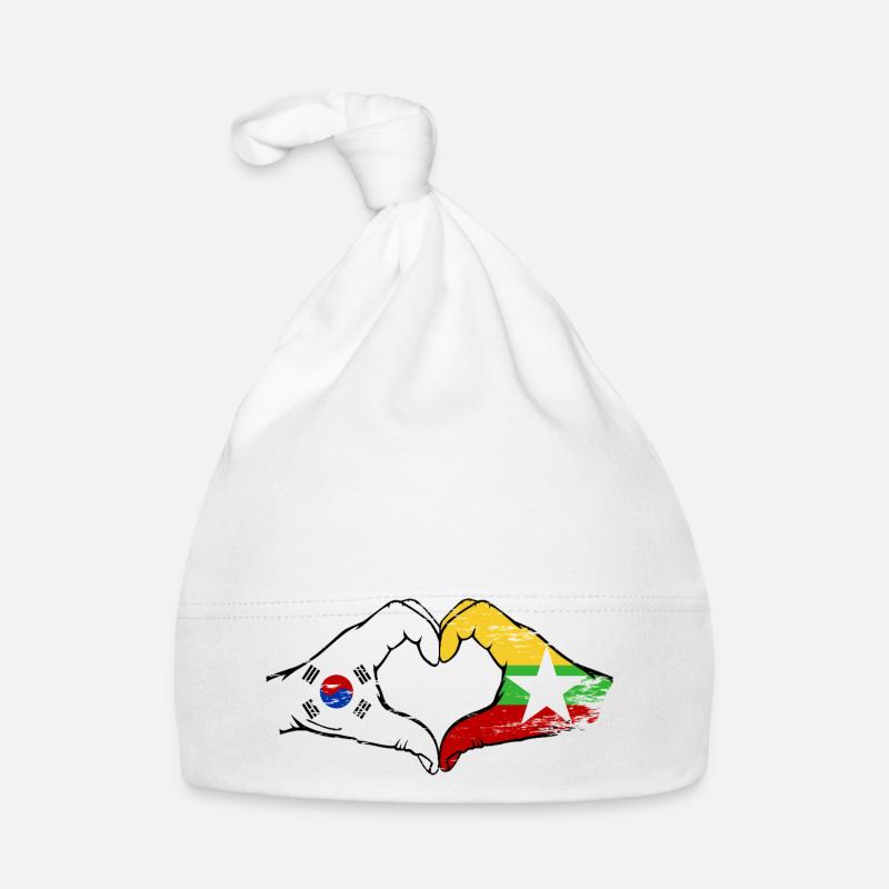 Corée du Sud Myanmar drapeau mains forme de coeur utilisé Bonnet bio Bébé