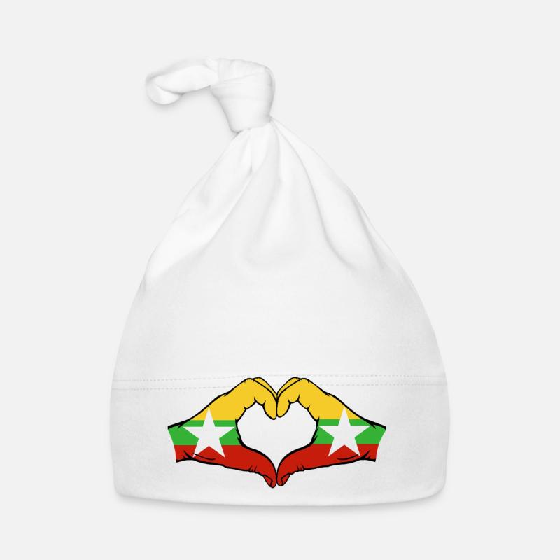 Drapeau du Myanmar mains forme de coeur Bonnet bio Bébé