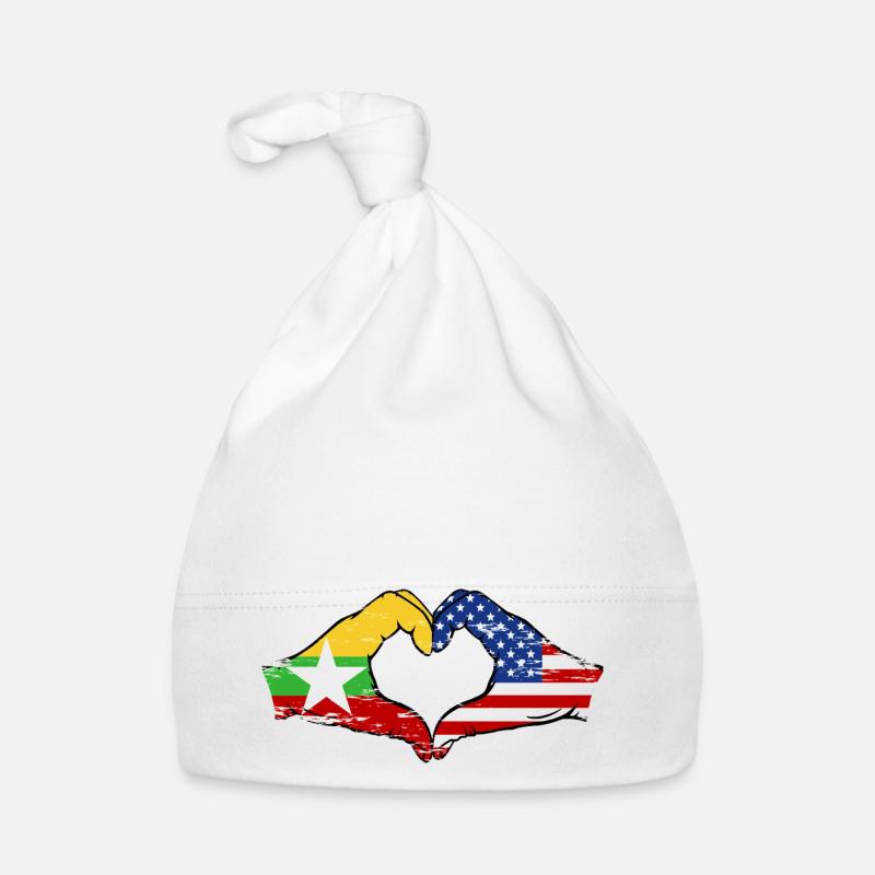 Myanmar États-Unis drapeau mains forme de coeur utilisé Bonnet bio Bébé